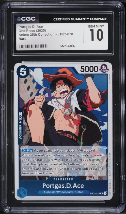 2025 One Piece Anime 25th Collection Portgas D. Ace #EB02-028 CGC 10 GEM MINT