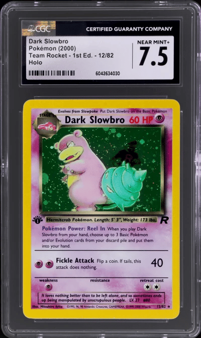 2000 Pokemon Team Rocket 1st Edition Holo Dark Slowbro #12 CGC 7.5