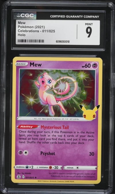 2021 Pokemon Sword & Shield Celebrations Holo Mew #11 CGC 9 MINT