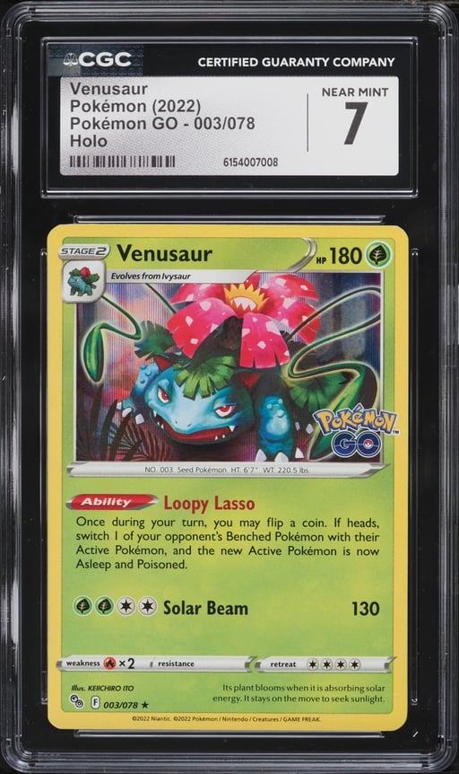 2022 Pokemon Sword & Shield Pokemon GO Holo Venusaur #3 CGC 7 NRMT