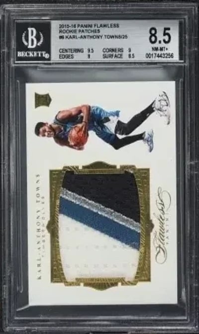 2015 Panini Flawless Karl-Anthony Towns ROOKIE PATCH /25 #6 BGS 8.5 NM-MT+