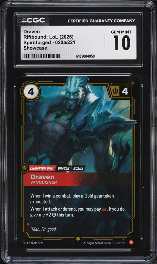 2026 Riftbound League Of Legends LOL Spiritforged Showcase Draven #020a CGC 10 GEM MINT