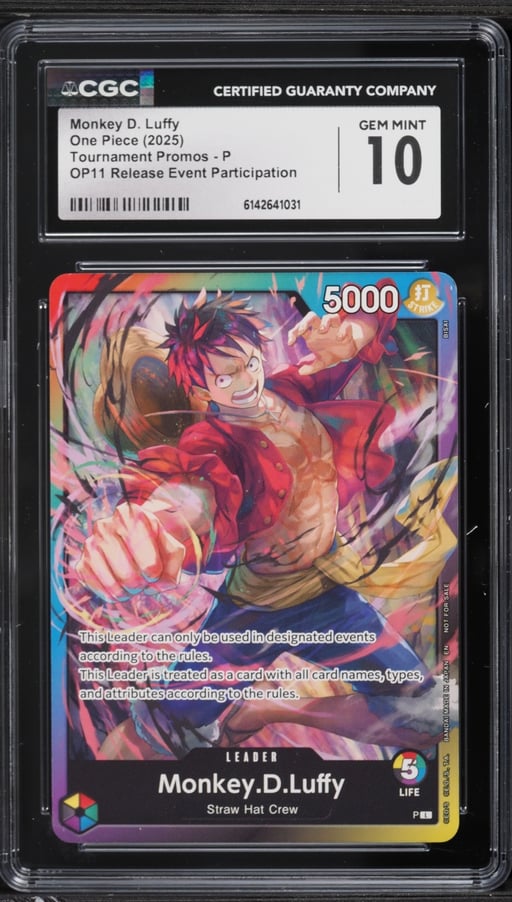 2025 One Piece Promo OP11 Release Event Participation Leader Monkey D. Luffy #P CGC 10 GEM MINT