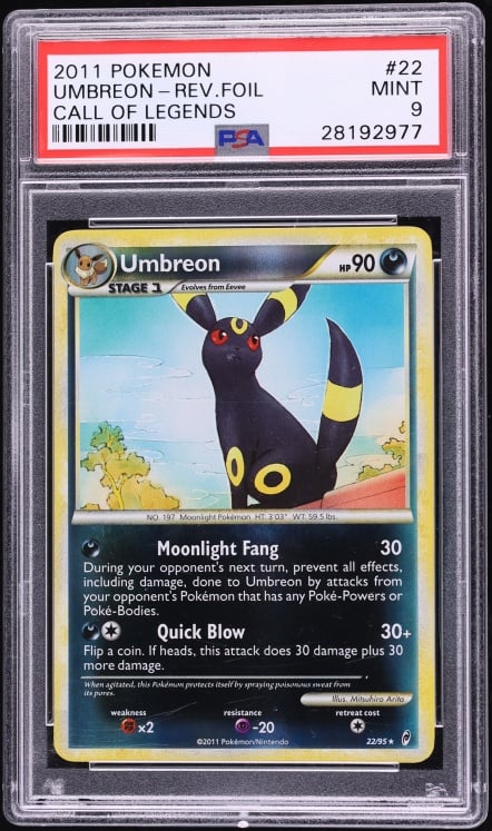 2011 Pokemon Call Of Legends Reverse Holo Umbreon #22 PSA 9 MINT