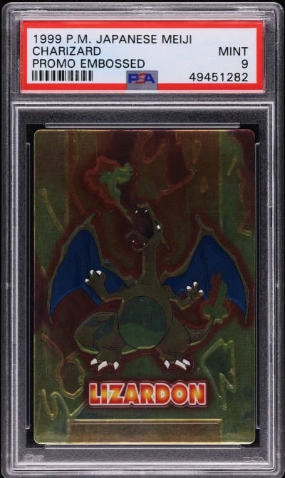 1999 Pokemon Japanese Meiji Promo Embossed Charizard PSA 9 MINT