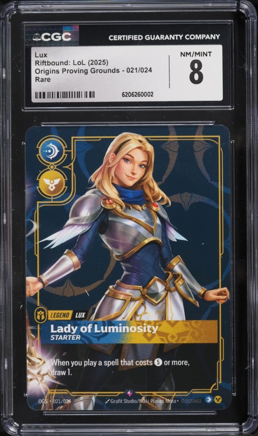 2025 Riftbound League Of Legends LoL Origins Proving Grounds Lux #21 CGC 8 NM-MT