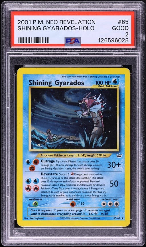 2001 Pokemon Neo Revelation Holo Shining Gyarados #65 PSA 2 GD