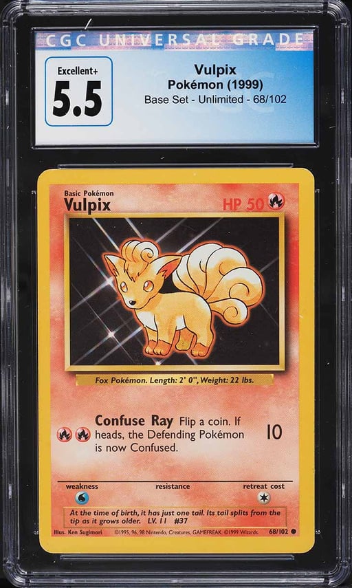 1999 Pokemon Base Set Vulpix #68 CGC 5.5 EX+
