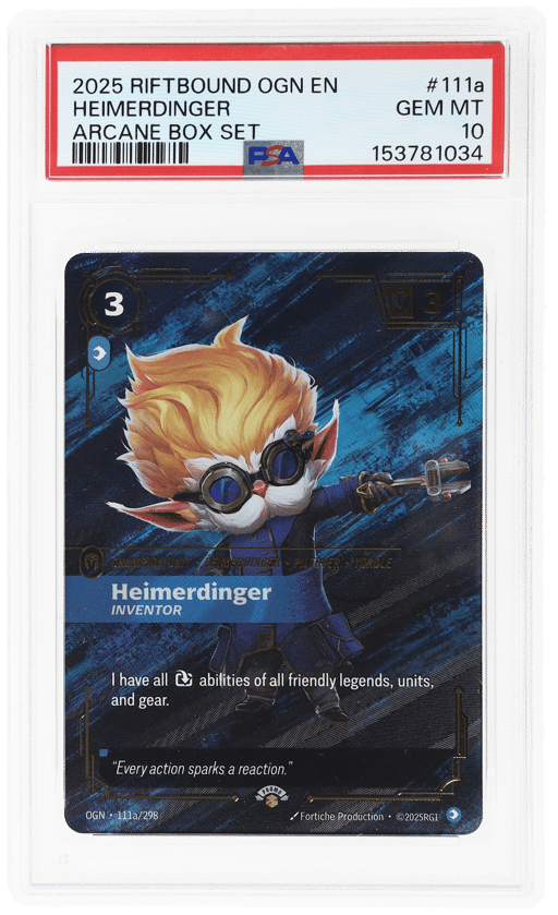 2025 Riftbound League of Legends Origins Arcane Box Set Heimerdinger #111a PSA 10