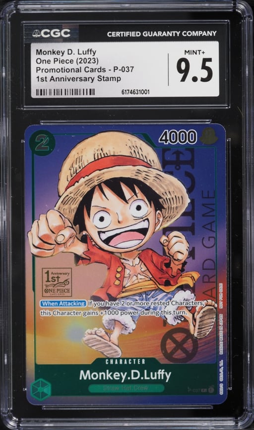 2023 One Piece Promo 1st Anniversary Stamp Alt Art Monkey D. Luffy #P-037 CGC 9.5 MINT+