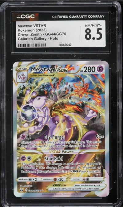 2023 Pokemon Sword & Shield Crown Zenith Full Art Mewtwo VSTAR #GG44 CGC 8.5 NM-MT+