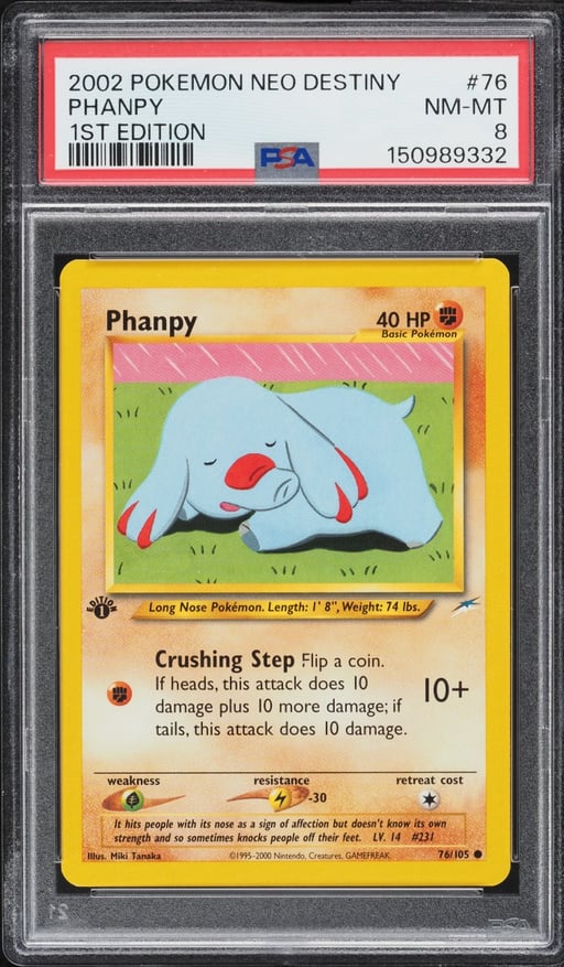 2002 Pokemon Neo Destiny 1st Edition Phanpy #76 PSA 8 NM-MT