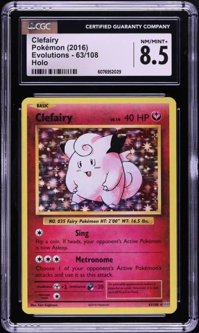 2016 Pokemon XY Evolutions Holo Clefairy #63 CGC 8.5 NM-MT+