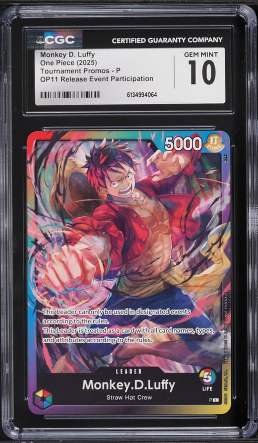 2025 One Piece Promo Tournament Release Event Participation Monkey D. Luffy #P CGC 10 GEM MINT