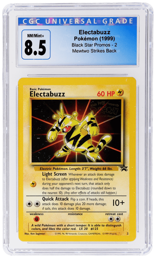 1999 Pokemon Wizards of the Coast Black Star Promo Mewtwo Strikes Back Electabuzz #2 CGC 8.5
