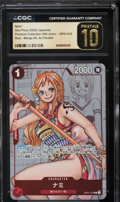 2022 One Piece Japanese Premium 25th Anniversary Manga Art Nami #OP01-016 CGC 10 PRISTINE