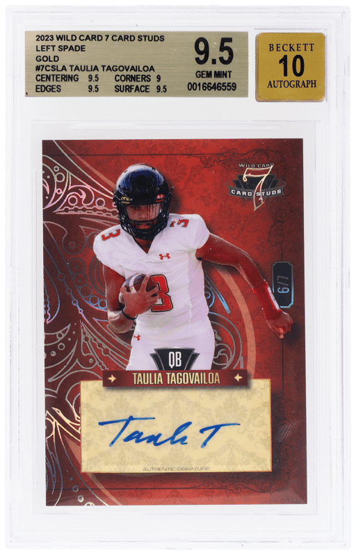 2023 Wild Card 7 Card Studs Left Spade Gold Taulia Tagovailoa #7CSLA 6/7 BGS 9.5