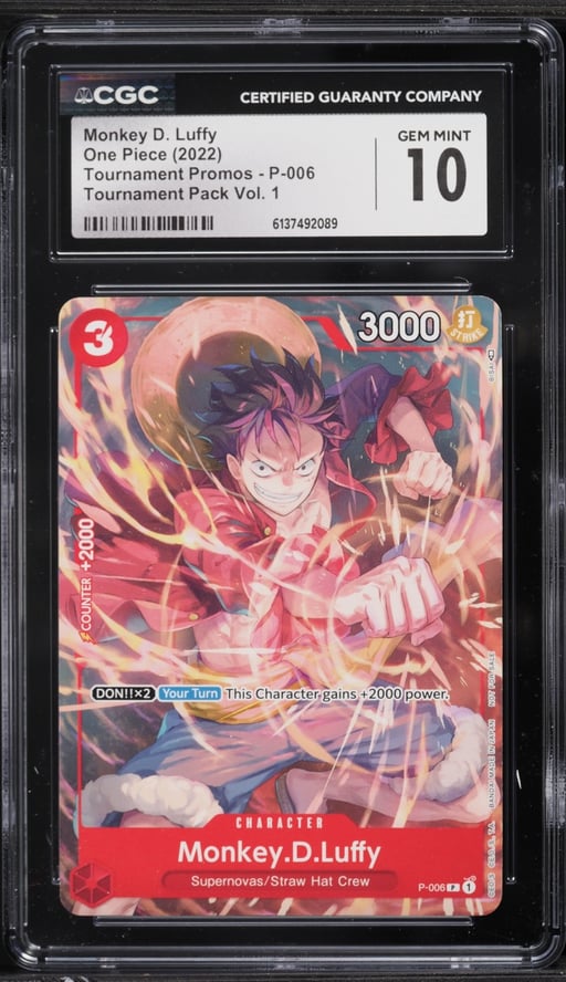 2022 One Piece Tournament Promo Pack Volume 1 Monkey D. Luffy #P-006 CGC 10 GEM MINT
