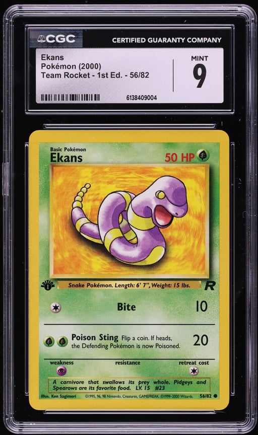 2000 Pokemon Team Rocket 1st Edition Ekans #56 CGC 9 MINT