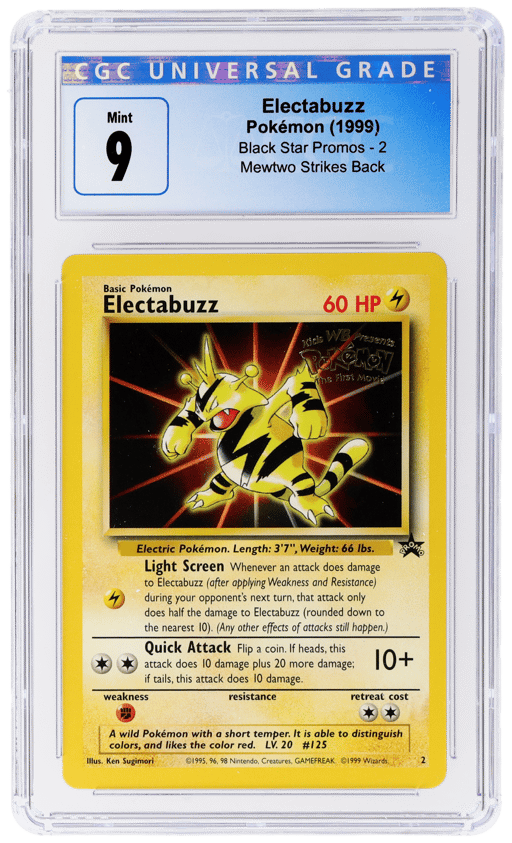 1999 Pokemon Wizards of the Coast Black Star Promo Mewtwo Strikes Back Electabuzz #2 CGC 9