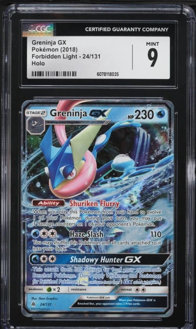 2018 Pokemon Sun & Moon Forbidden Light Full Art Greninja GX #24 CGC 9 MINT