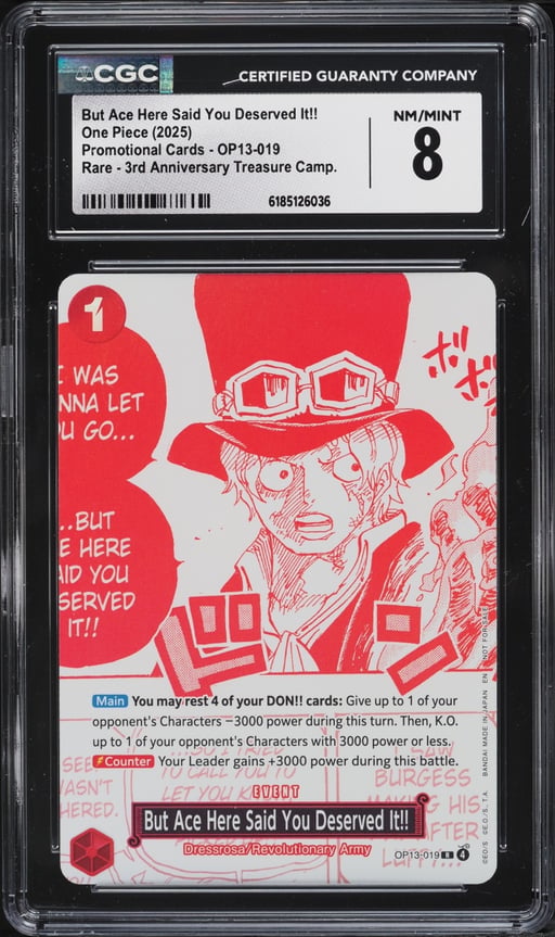 2025 One Piece 3rd Treasure Manga Alt Art But Ace Here Said You Deserved It!! CGC 8 NM-MT