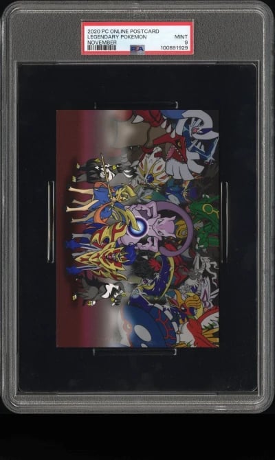 2020 POKEMON CENTER ONLINE MONTHLY POSTCARD LEGENDARY POKEMON PSA 9