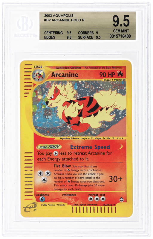 2003 Aquapolis English Holo (Hp 90) Arcanine #H2 BGS 9.5