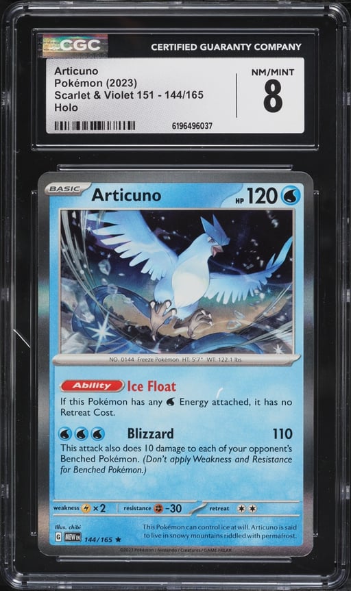 2023 Pokemon Scarlet & Violet 151 Holo Articuno #144 CGC 8 NM-MT