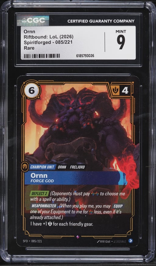2026 Riftbound League Of Legends LoL Spiritforged Ornn #085 CGC 9 MINT