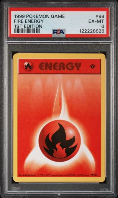 1999 POKEMON BASE SET 1ST EDITION #98 FIRE ENERGY PSA 6