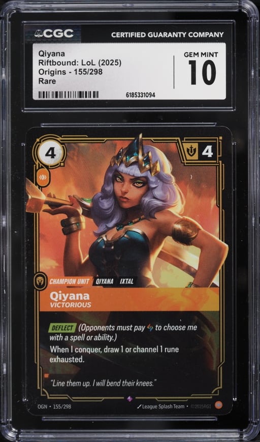2025 Riftbound League Of Legends LoL Origins Qiyana #155 CGC 10 GEM MINT