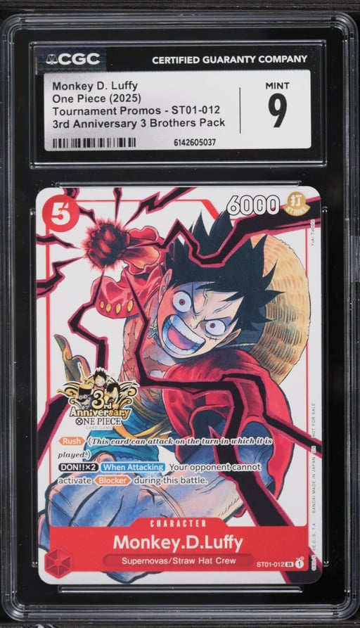 2025 One Piece Promo 3rd Anniversary 3 Brothers Alt Art Monkey D. Luffy #012 CGC 9 MINT