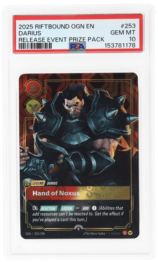 2025 Riftbound League of Legends Origins Promo Hand of Noxusrelease Event Prize Pack Darius #253 PSA 10