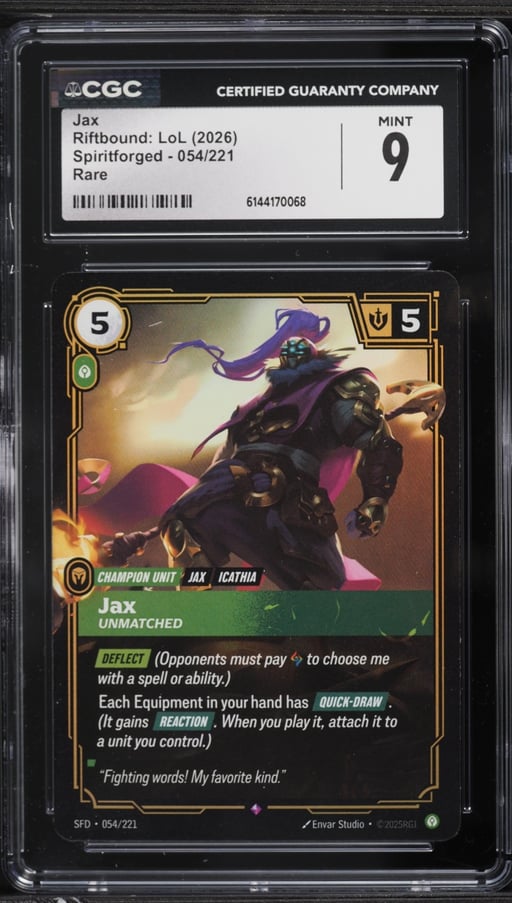 2026 Riftbound League Of Legends Spiritforged Jax #054 CGC 9 MINT