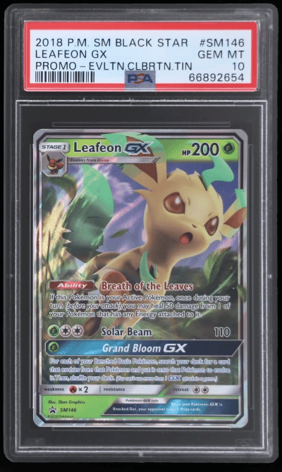 2018 Pokemon Sun and Moon Evolution Celebration Tin Leafeon Gx #SM146 PSA 10