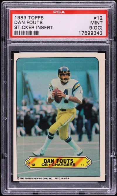1983 Topps Stickers Insert Football Dan Fouts #12 PSA 9(oc) MINT