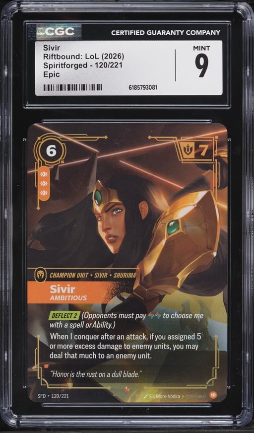 2026 Riftbound League Of Legends LoL Spiritforged Sivir #120 CGC 9 MINT