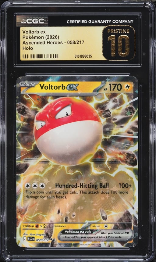 2026 Pokemon Mega Ascended Heroes Holo Voltorb ex #58 CGC 10 PRISTINE