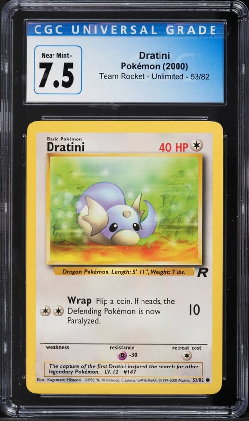 2000 Pokemon Team Rocket Dratini #53 CGC 7.5 NRMT+
