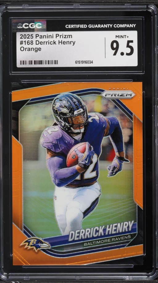 2025 Panini Prizm Orange Derrick Henry /249 #168 CGC 9.5 MINT+