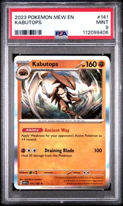 Kabutops - 141/165 - Holo - SV 151 - PSA 9 - Pokemon TCG