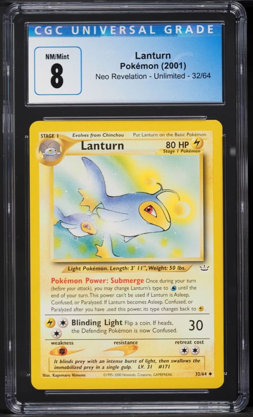 2001 Pokemon Neo Revelation Lanturn #32 CGC 8 NM-MT