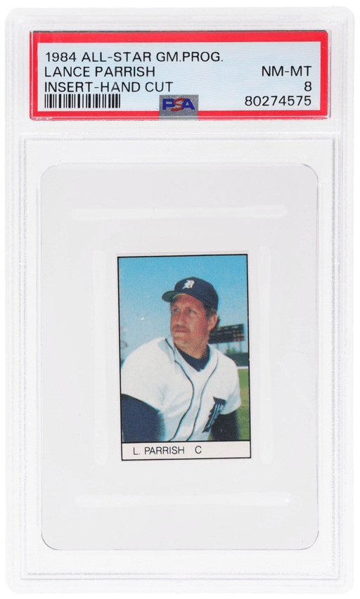 1984 All-Star Game Program Inserts Hand Cut Lance Parrish PSA 8