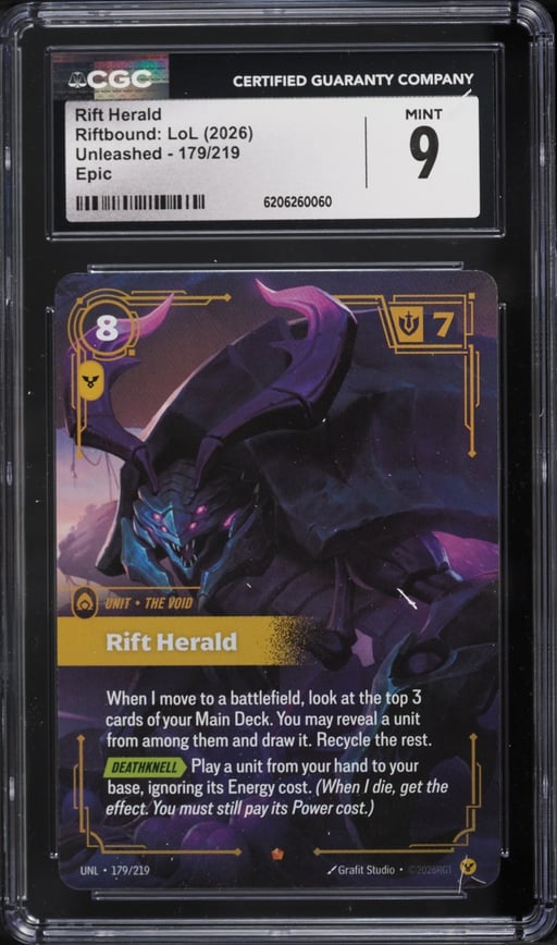 2026 Riftbound League Of Legends LoL Unleashed Epic Rift Herald #179 CGC 9 MINT