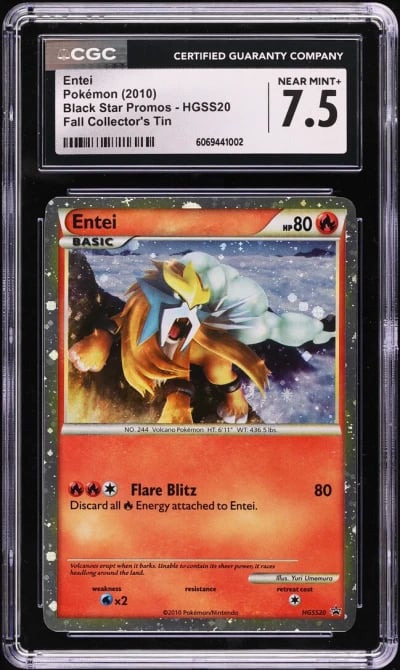 2010 Pokemon HeartGold & SoulSilver Promo Fall Collector's Tin Entei #HGSS20 CGC 7.5 NM-MT+