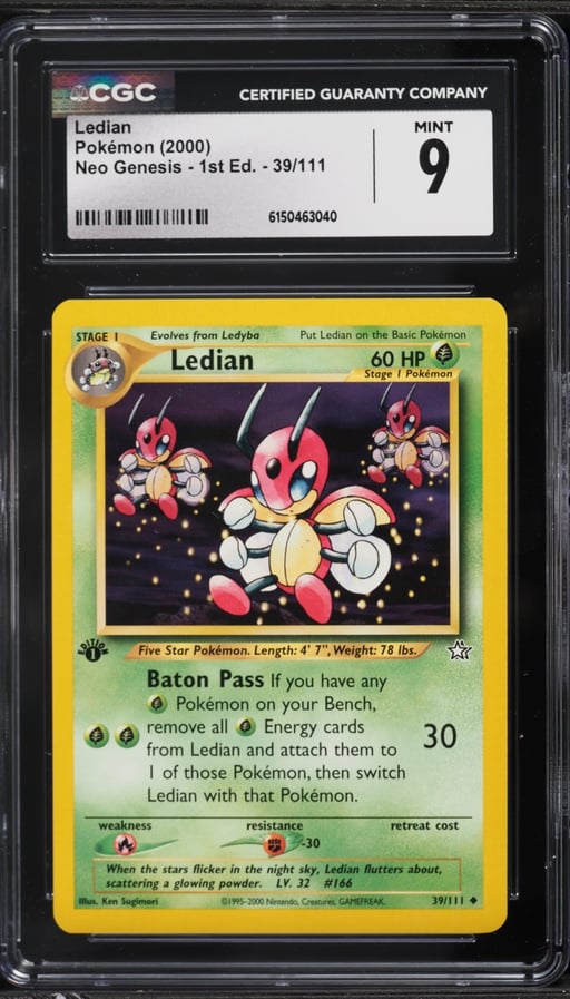 2000 Pokemon Neo Genesis 1st Edition Ledian #39 CGC 9 MINT