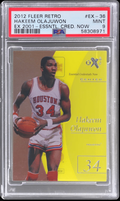 2012 Fleer Retro 97-98 Ex 2001 Essential Credentials Now Hakeem Olajuwon #EX36 20/36 PSA 9