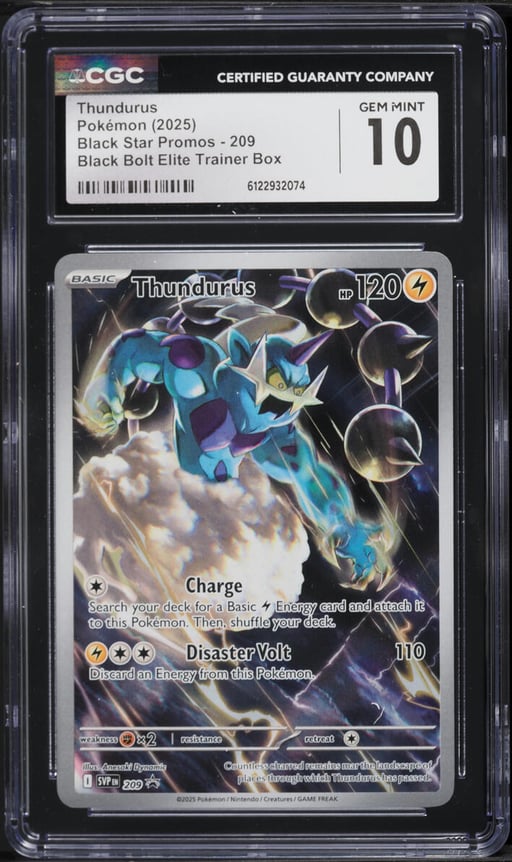 2025 Pokemon Scarlet & Violet Promo Black Bolt ETB Full Art Thundurus #209 CGC 10 GEM MINT