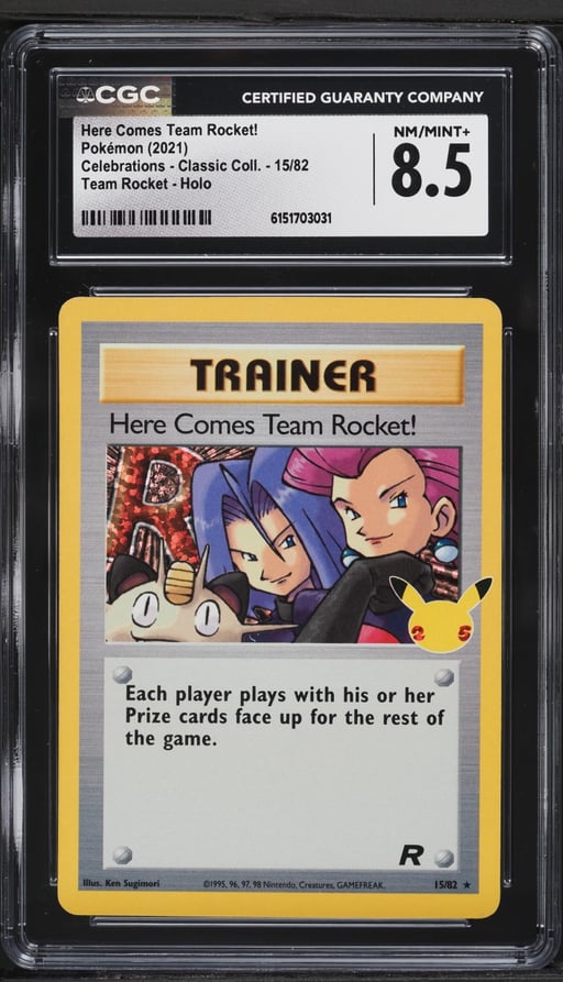 2021 Pokemon SWSH Celebrations Classic Collection Holo Here Comes Team Rocket! #15 CGC 8.5